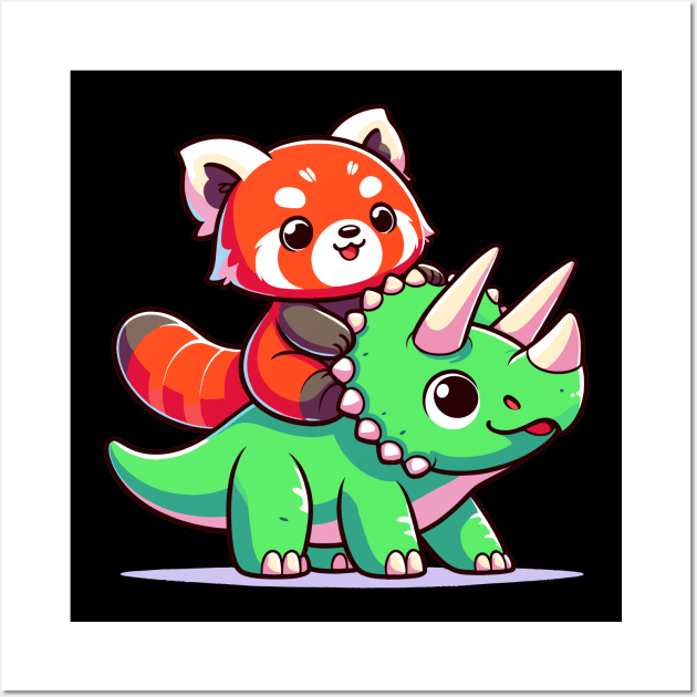 Dino Ride: Red Panda's Adventure Wall Art by The Tee Bizarre